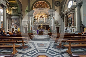 Interior of church San Marco Facade in Florence, Italy